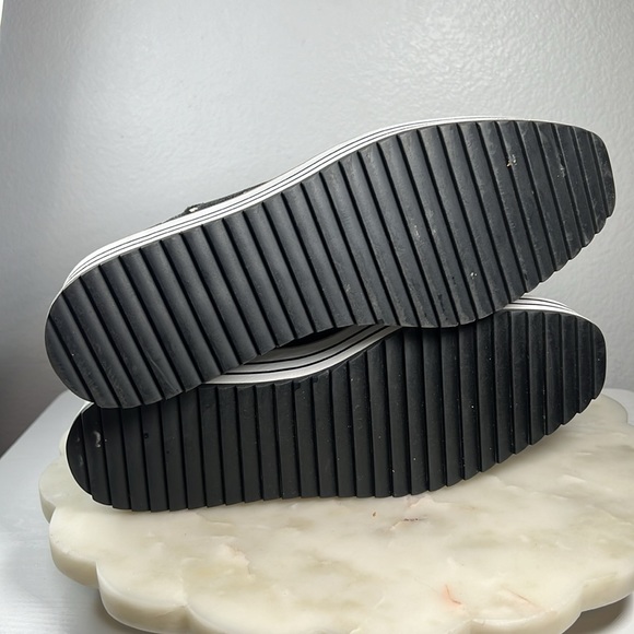 ZARA-Striped Platform Derby Canvas Shoes-Black/White Polka Dots-Size 39/8.5 - Picture 8 of 12